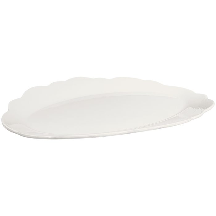 cream scalloped melamine serving platter