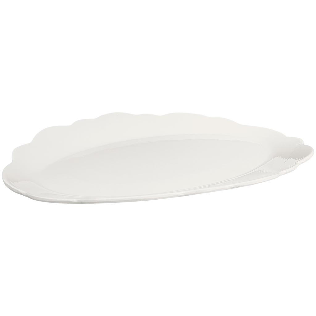 cream scalloped melamine serving platter