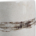 accent table garden stool off-white crackle glaze distressed rust textured band