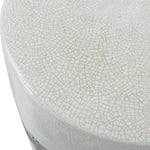 accent table garden stool off-white crackle glaze distressed rust textured band