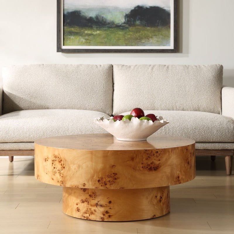 coffee table poplar burl veneer round 