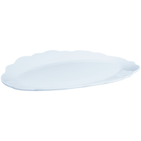 white scalloped melamine serving platter