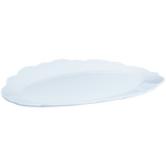 white scalloped melamine serving platter