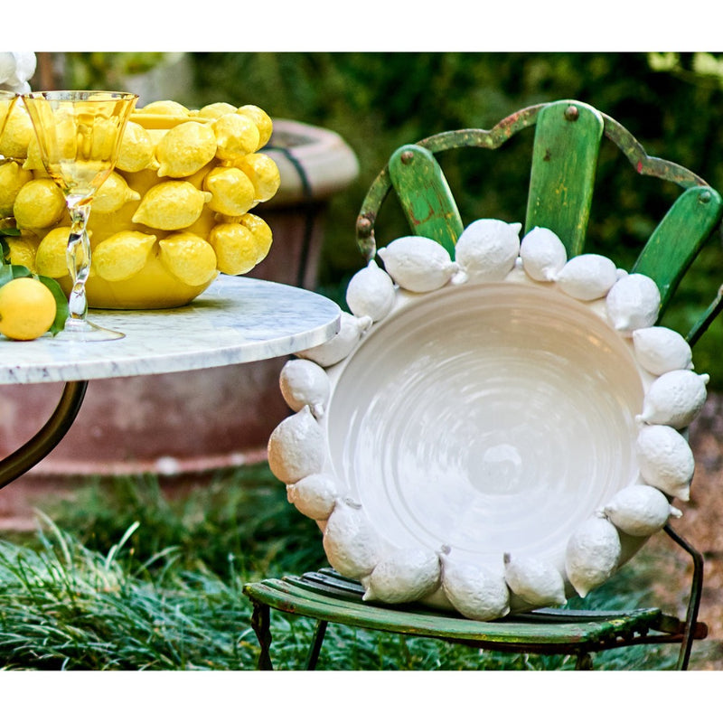 ceramic lemon bowl creamy white round 