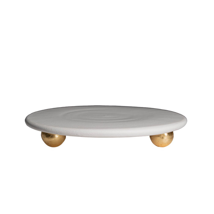matte white gold feet footed cake plate handmade