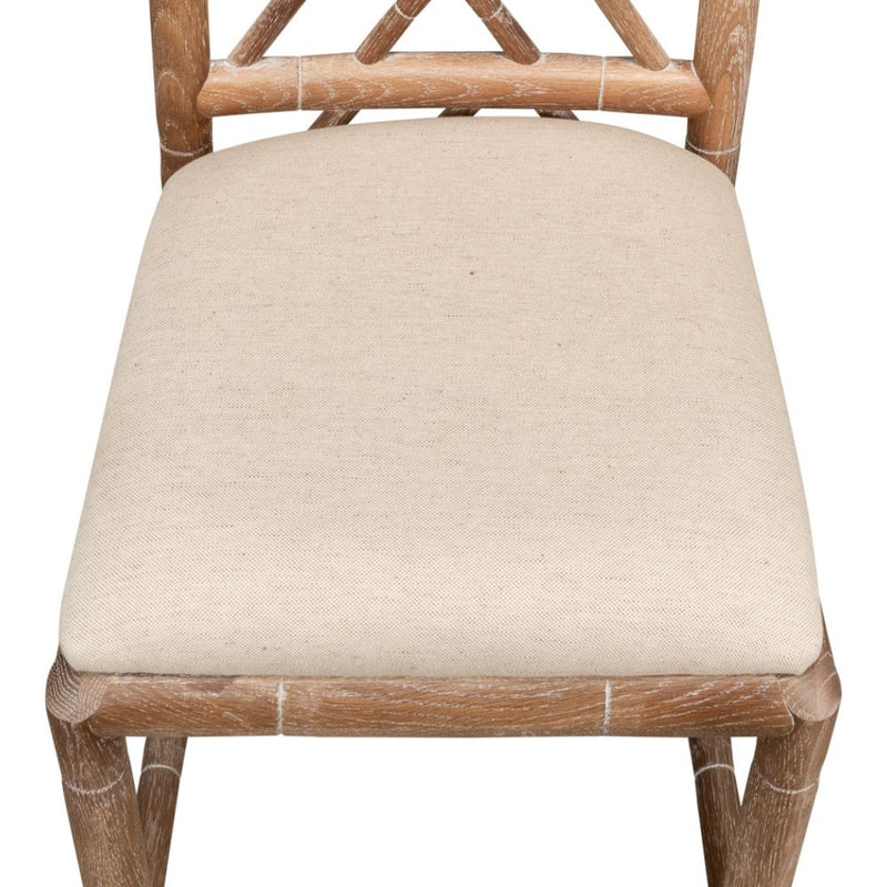 Sarreid, Ltd. dining chair bamboo natural oak whitewashed linen seat