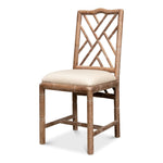 Sarreid, Ltd. dining chair bamboo natural oak whitewashed linen seat