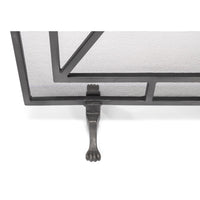 fireplace screen iron panel mesh square triangles bronze brass geometric contemporary modern stand