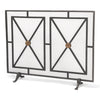fireplace screen iron panel mesh square triangles bronze brass geometric contemporary modern stand