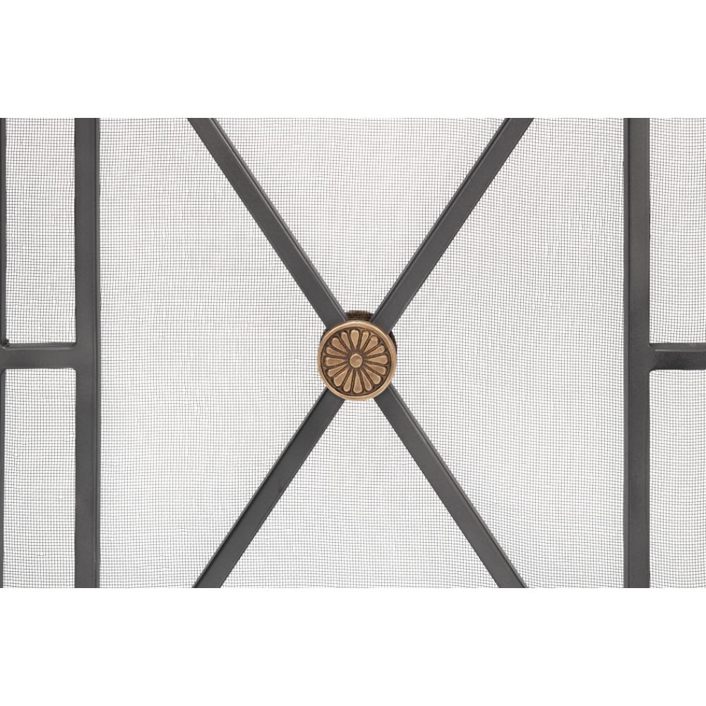 fireplace screen iron panel mesh square triangles bronze brass geometric contemporary modern stand