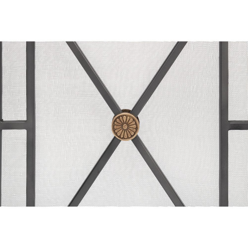 fireplace screen iron panel mesh square triangles bronze brass geometric contemporary modern stand