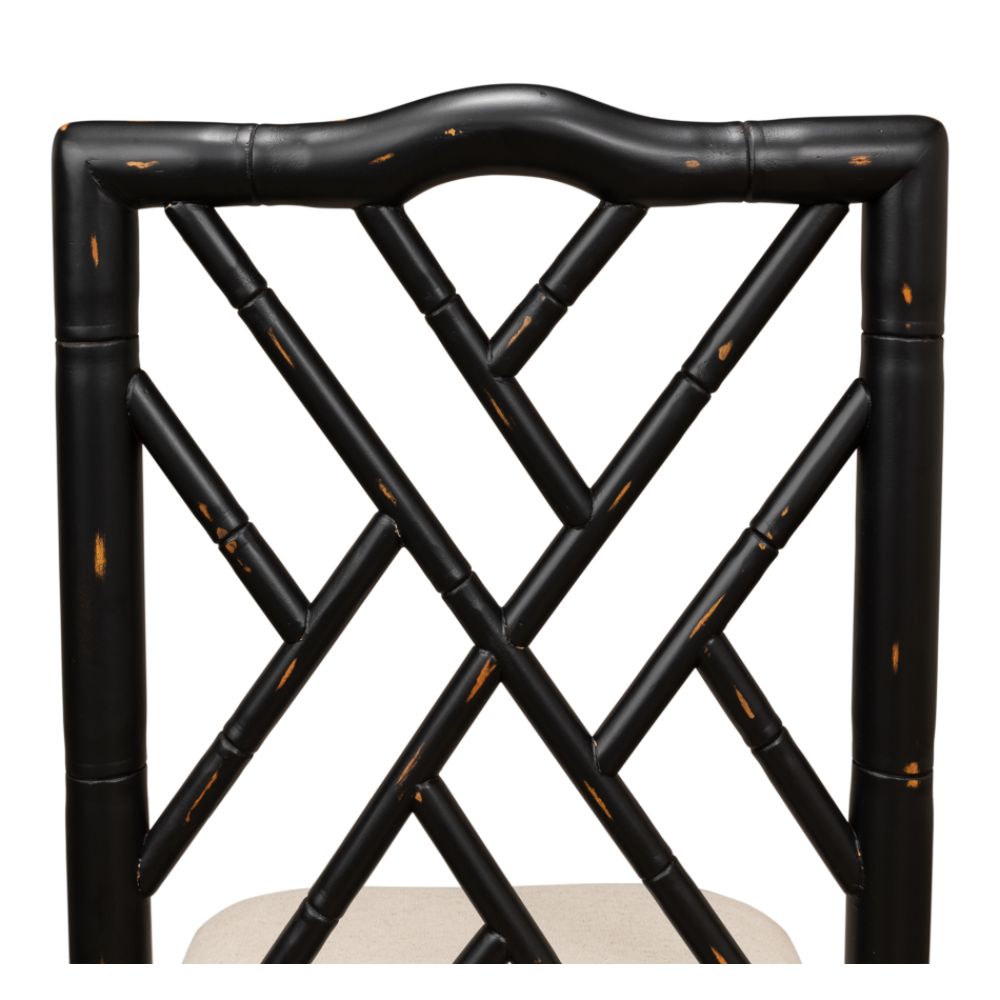 antique matte black bamboo dining chair 