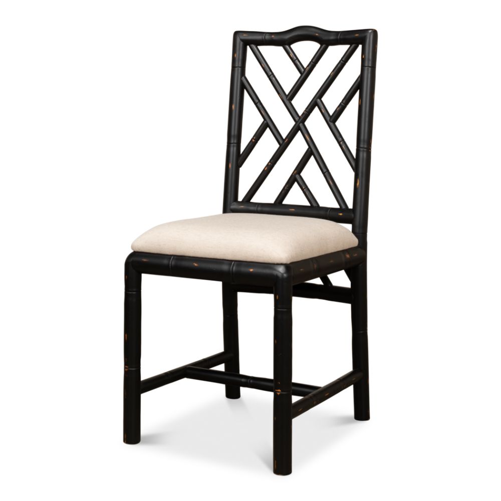 antique matte black bamboo dining chair 