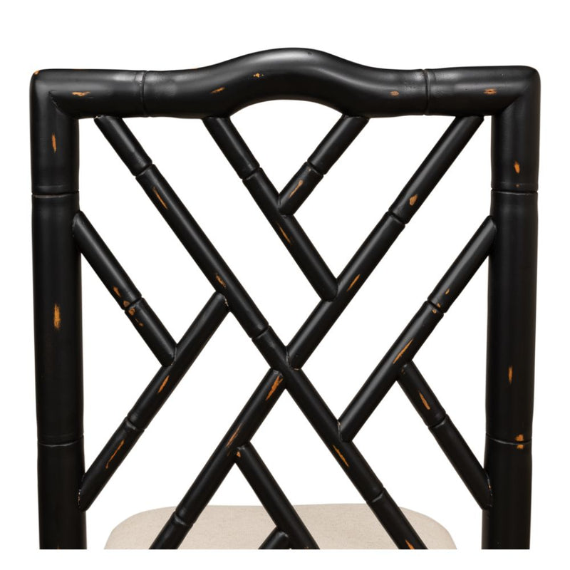 antique matte black bamboo dining chair 