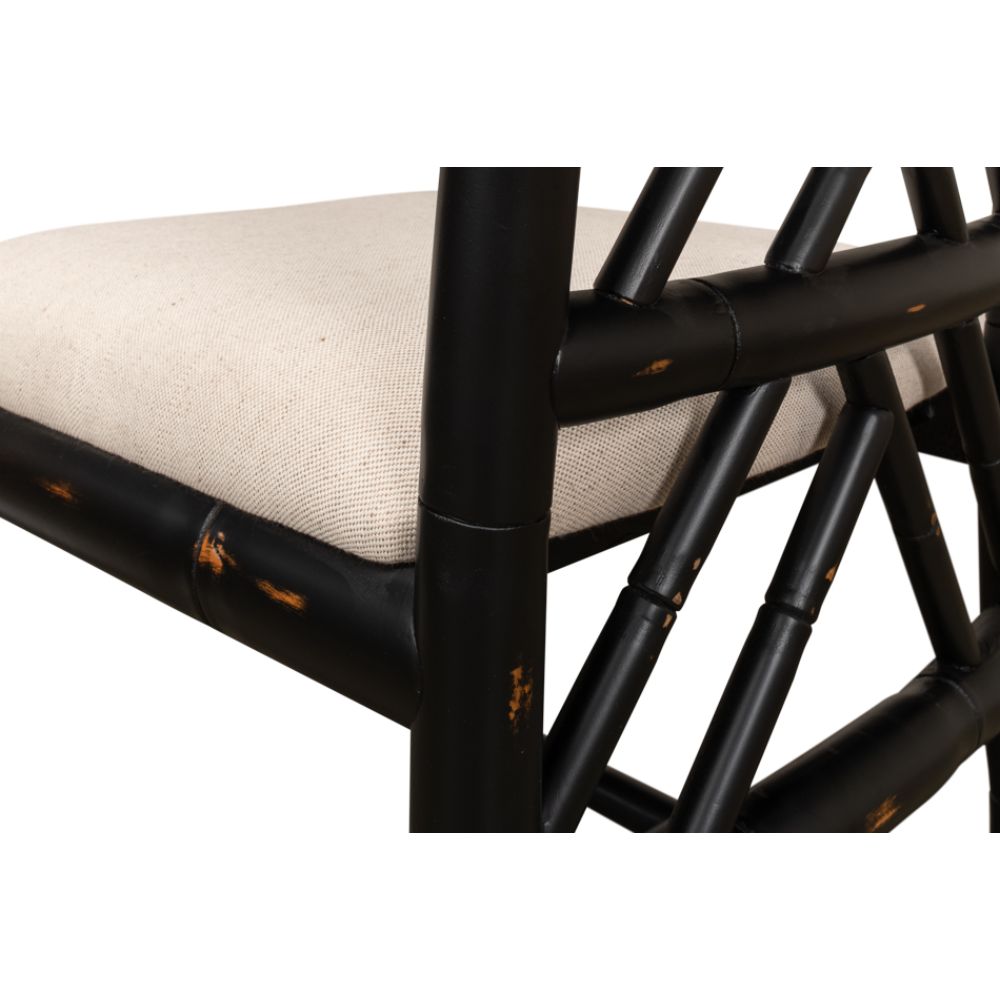 antique matte black bamboo dining chair 