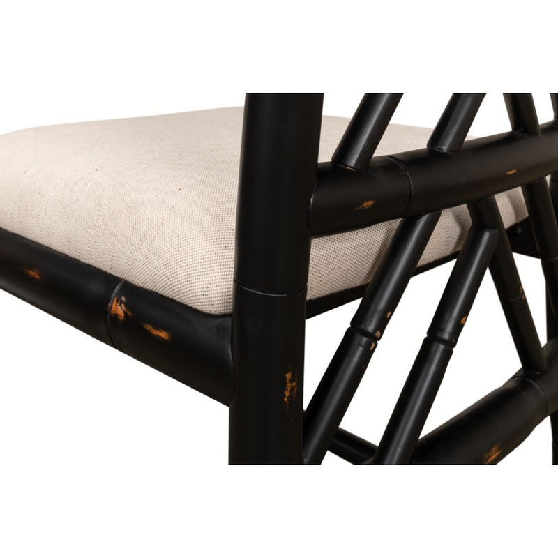 antique matte black bamboo dining chair 