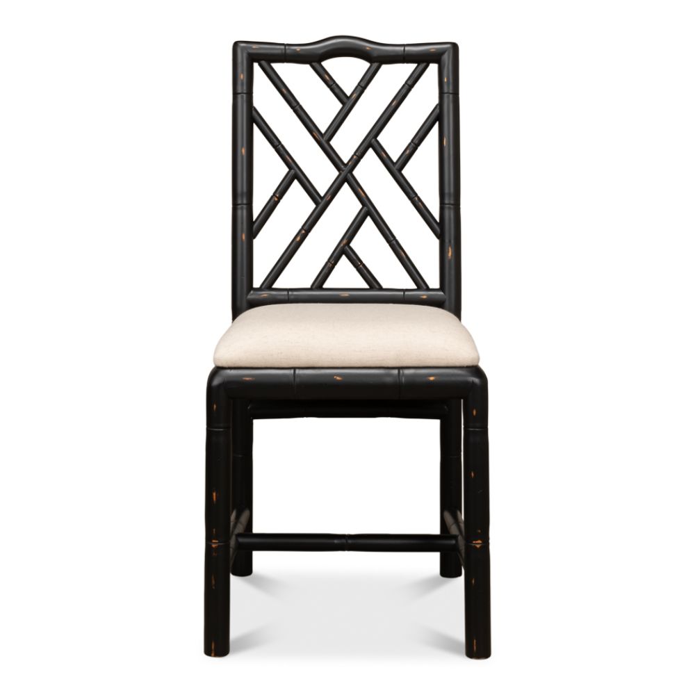 antique matte black bamboo dining chair 