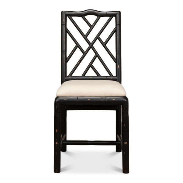 antique matte black bamboo dining chair 