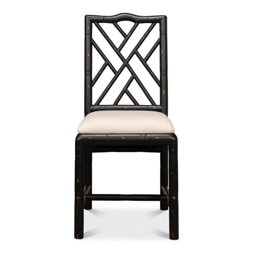 antique matte black bamboo dining chair 