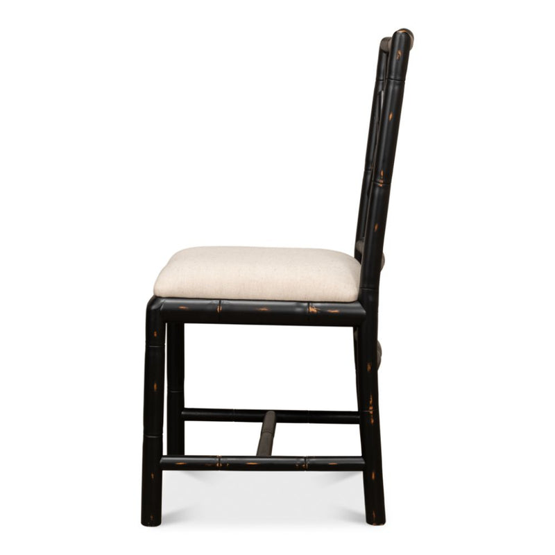 antique matte black bamboo dining chair 