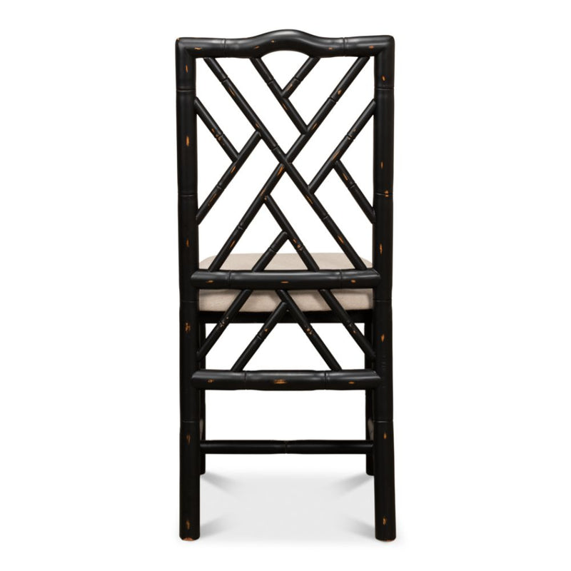 antique matte black bamboo dining chair 