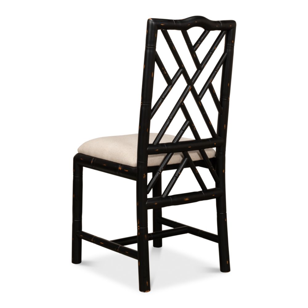 antique matte black bamboo dining chair 
