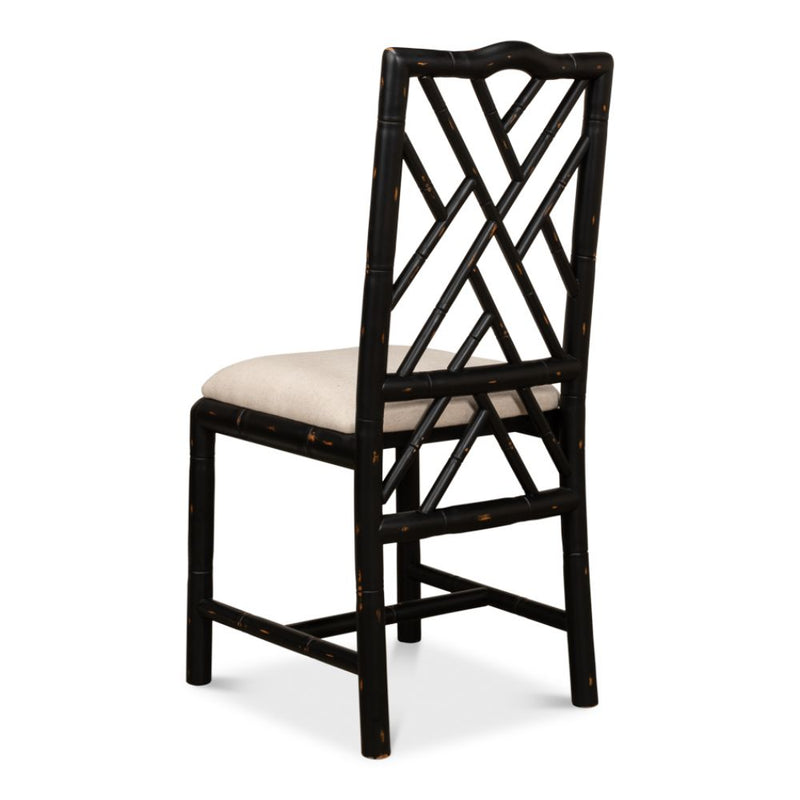 antique matte black bamboo dining chair 