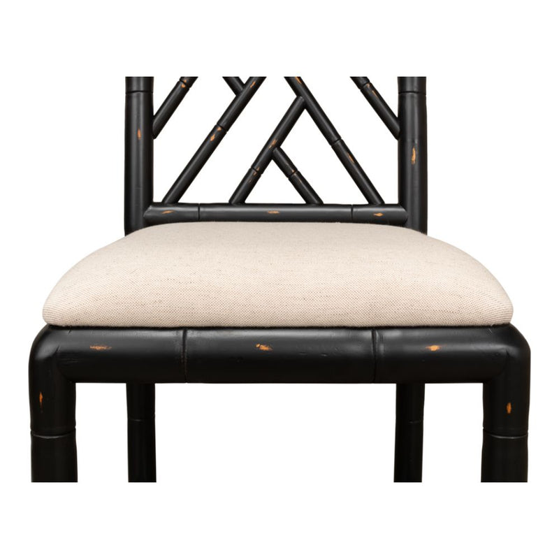 antique matte black bamboo dining chair 