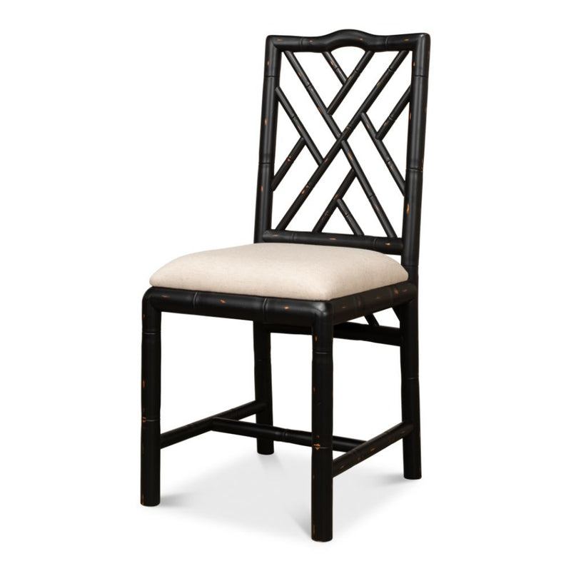 antique matte black bamboo dining chair 