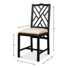 Brighton Bamboo Black Side Chairs by Sarreid feature a beige cushion, crisscross backrest, and wooden frame.