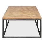 cocktail coffee rectangle table iron frame parquet wood natural