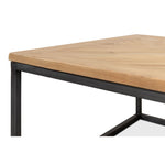 cocktail coffee rectangle table iron frame parquet wood natural