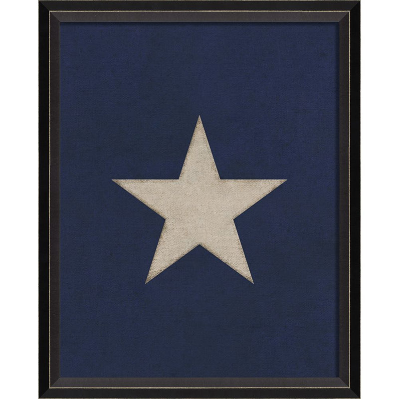 wall art large white star blue background black frame