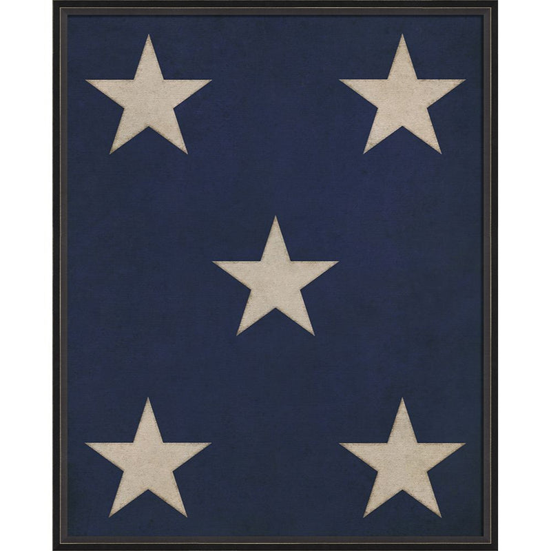 large wall art royal blue background 5 white stars black frame