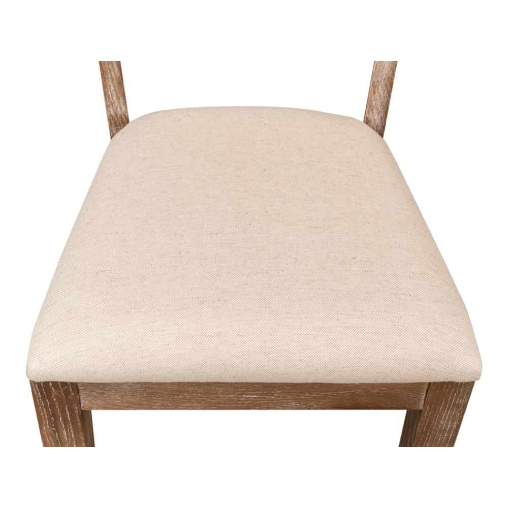 white wash finish on oak wood linen seat dining chair