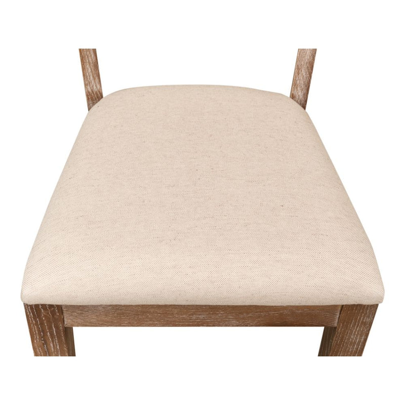white wash finish on oak wood linen seat dining chair