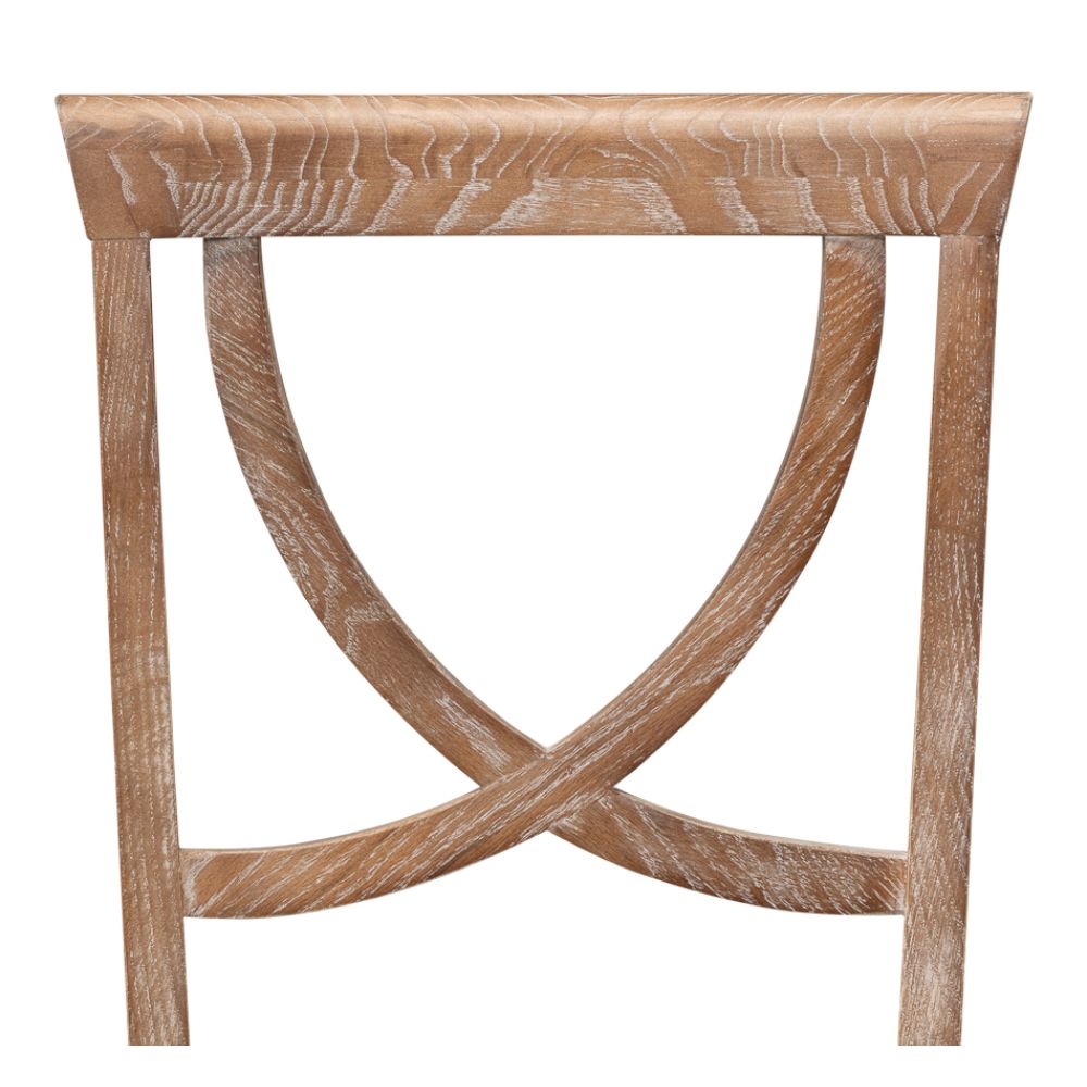white wash finish on oak wood linen seat dining chair