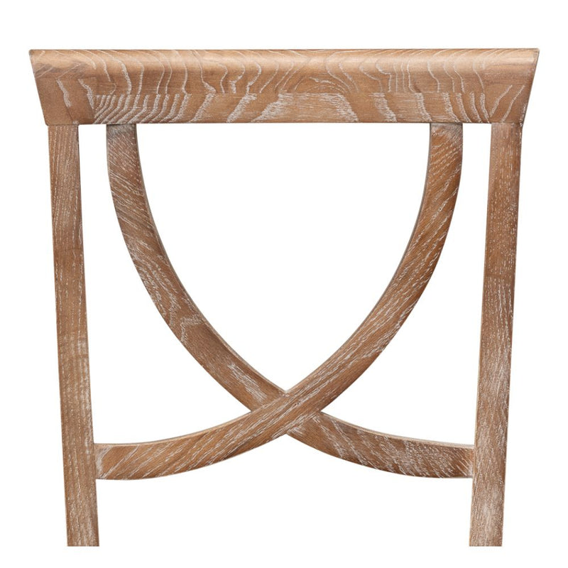 white wash finish on oak wood linen seat dining chair