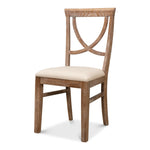 white wash finish on oak wood linen seat dining chair