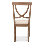 white wash finish on oak wood linen seat dining chair