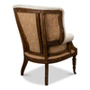 Sarreid, Ltd. chair wingback diamond tufting back white linen nail tacks wood frame burlap inserts tuned front legs casters