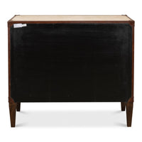 canvas leather brass three drawer deco chest