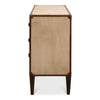 canvas leather brass three drawer deco chest