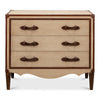 canvas leather brass three drawer deco chest