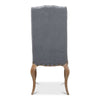 blue linen dining chair curved legs 