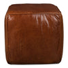 brown leather cube footrest ottoman square
