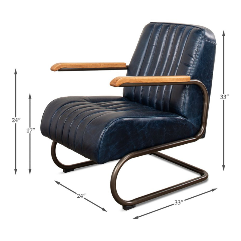 Bel-Air Arm Chair in rich navy blue leather