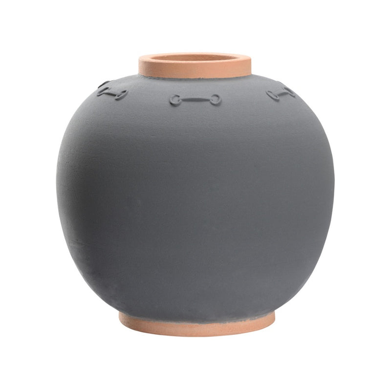ceramic large vase gray terracotta round hand crafted