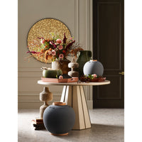 ceramic small vase gray terracotta round hand crafted