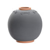 ceramic small vase gray terracotta round hand crafted